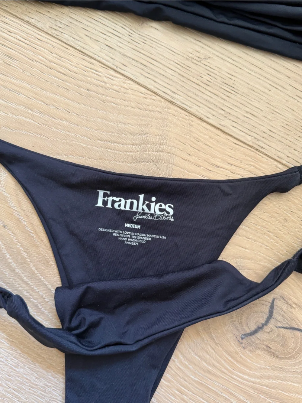 Frankie's Bikinis Black Off the Shoulder Bandeau Top & Ruffled Bikini Bottom